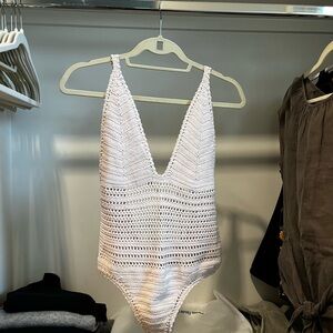 SHE MADE ME Cream Crochet swim suit